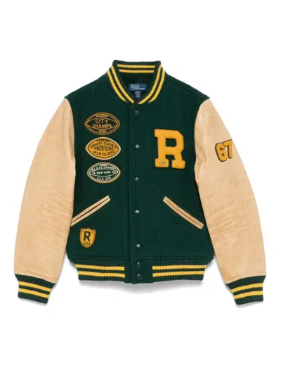 Polo Ralph Lauren Kids' Colourblock Bomber Jacket In Green