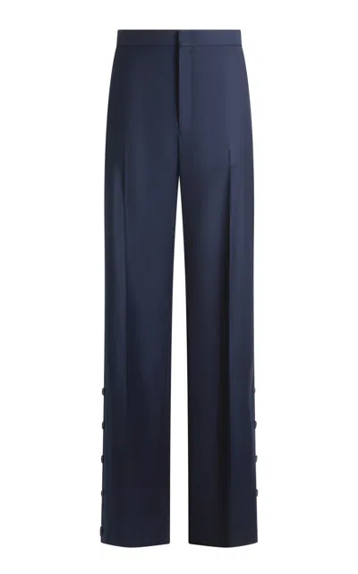 Ralph Lauren Conover Mid-rise Wool Straight-leg Pants In Blue