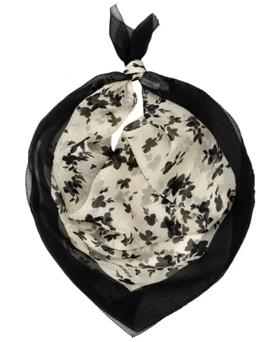Ralph Lauren Contrast Floral Square Scarf In Black