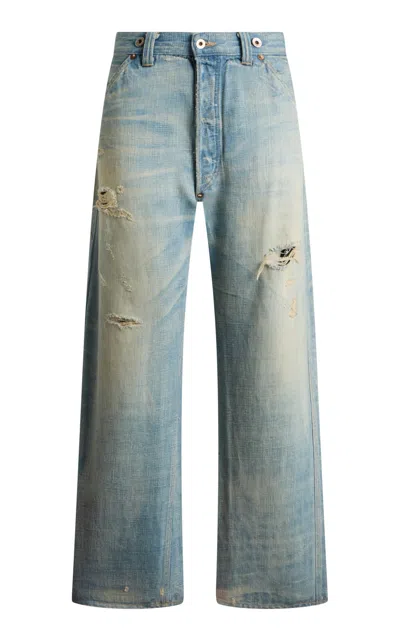 Ralph Lauren Copeland Distressed Denim Straight-leg Jeans In Blue