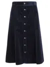 Polo Ralph Lauren A-line Cotton Skirt With Button-down Front In Navy