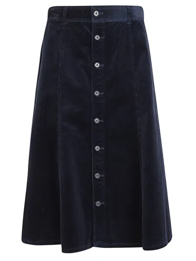 Polo Ralph Lauren Corduroy A-line Midi Skirt In Navy