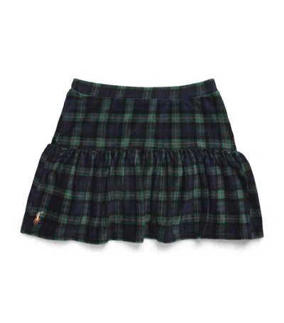 Ralph Lauren Polo  Kids Corduroy Tartan Skirt (7-14 Years) In Black