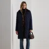 Ralph Lauren Corduroy-trim Diamond-quilted Coat In Blue