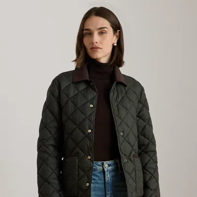 Ralph Lauren Corduroy-trim Quilted Barn Jacket In Green