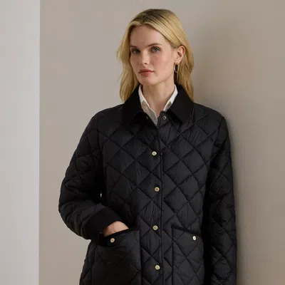 Ralph Lauren Corduroy-trim Quilted Barn Jacket In Black