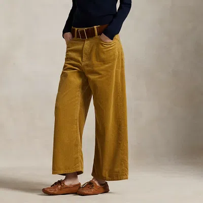 Ralph Lauren Corduroy Wide-leg Cropped Pant In Brown