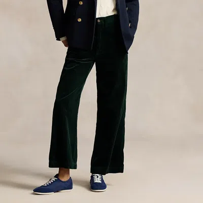 Polo Ralph Lauren Corduroy Wide-leg Cropped Pant In College Green