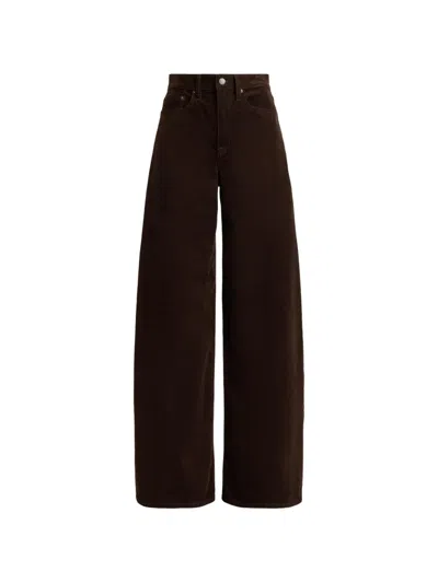 Ralph Lauren Corduroy Wide-leg Trousers In Brown
