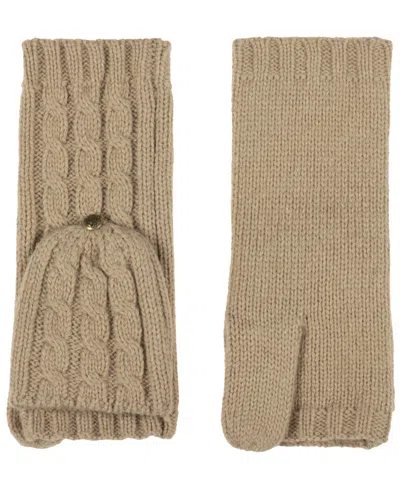 Ralph Lauren Core Cable Knit Pop Top Gloves In Birch Tan