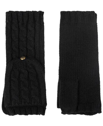 Ralph Lauren Core Cable Knit Pop Top Gloves In Black