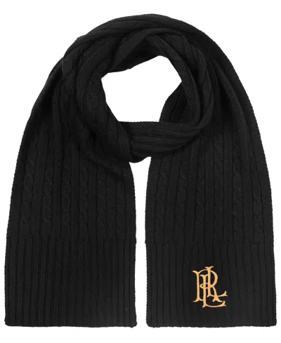 Ralph Lauren Core Cable Logo Scarf In Black