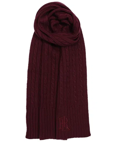 Ralph Lauren Core Cable Logo Scarf In Dark Garnet