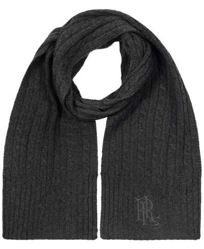 Ralph Lauren Core Cable Logo Scarf In Onyx Heather