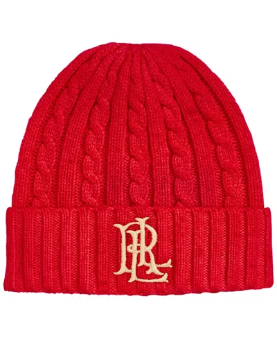 Ralph Lauren Core Logo Cable Knit Hat In Ralph Red