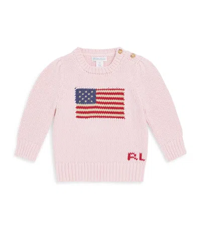 Ralph Lauren Kids' Cotton American Flag Sweater In Pink