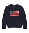 Polo Ralph Lauren Blue Sweater With Flag And Monogram In Navy