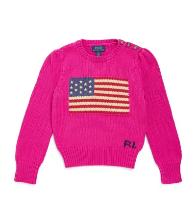 Ralph Lauren Kids' Cotton American Flag Sweater In Pink