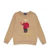 Ralph Lauren Cotton Bear Logo Sweatshirt In Beige