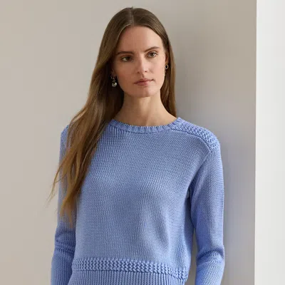 Ralph Lauren Cotton-blend Crewneck Sweater In Blue