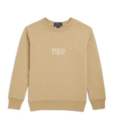 Ralph Lauren Kids' Cotton-blend Embroidered Logo Sweatshirt In Beige