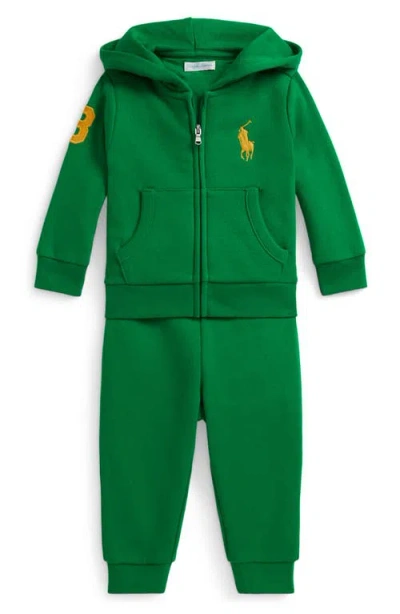 Ralph Lauren Babies'  Cotton Blend Hoodie & Jogger Set In Green