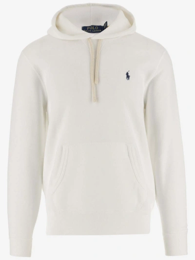 Ralph Lauren Cotton Blend Hoodie With Logo In White/c7996