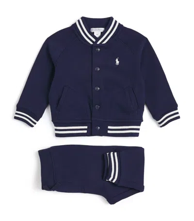 Ralph Lauren Kids' Cotton-blend Jacket And Sweatpants Set In Blue