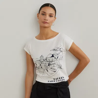 Ralph Lauren Cotton-blend Jersey Graphic Tee In White