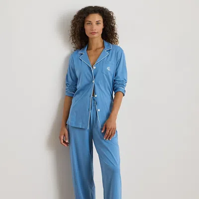 Ralph Lauren Cotton-blend Jersey Sleep Set In Blue