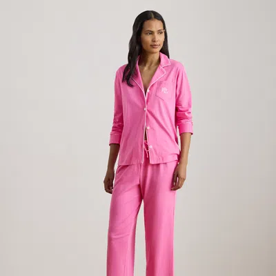 Ralph Lauren Cotton-blend-jersey Sleep Set In Pink