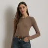 Ralph Lauren Cotton-blend Long-sleeve Top In Brown