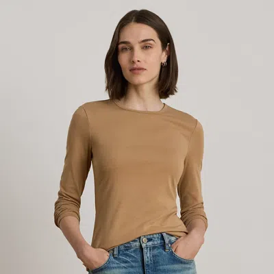 Ralph Lauren Cotton-blend Long-sleeve Top In Brown
