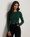 Ralph Lauren Cotton-blend Long-sleeve Top In Green