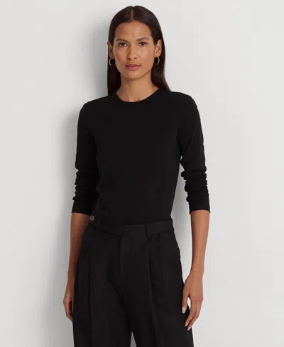 Ralph Lauren Cotton-blend Long-sleeve Top In Polo Black