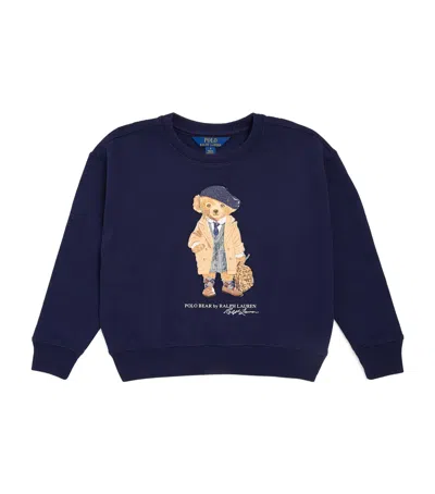 Ralph Lauren Kids' Cotton-blend Polo Bear Sweatshirt In Blue