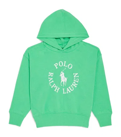 Ralph Lauren Kids' Cotton-blend Polo Pony Hoodie In Green