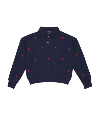 Ralph Lauren Kids' Cotton-blend Polo Sweatshirt In Blue