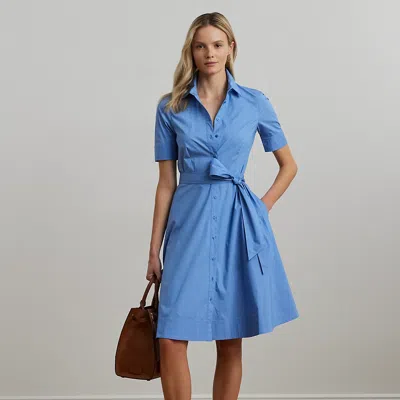 Ralph Lauren Cotton-blend Shirtdress In Sky Blue