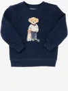 Polo Ralph Lauren Cotton Blend Sweatshirt With Polo Bear Pattern In Blue
