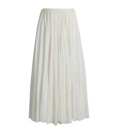 RALPH LAUREN COTTON-BLEND TRIVELAS EMBELLISHED SKIRT