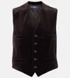 Ralph Lauren Button-up Velvet Waistcoat In Brown