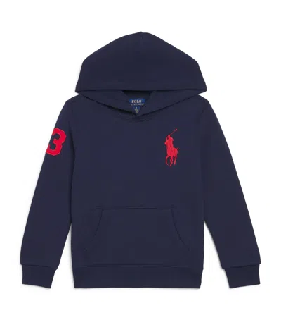Ralph Lauren Kids' Cotton-blend Xl Polo Pony Hoodie In Blue