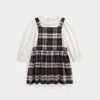 Ralph Lauren Cotton Bodysuit & Plaid Dress Set In Multi