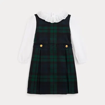 Ralph Lauren Babies'  Cotton Bodysuit & Plaid Ponte Dress Set In Multi