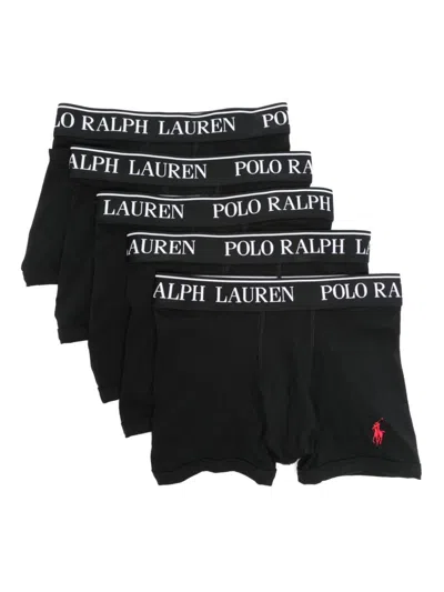 Ralph Lauren Kids' Cotton Boxers (pack Of Five) In Black