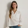 Ralph Lauren Cotton Broadcloth Cropped Shirt In White