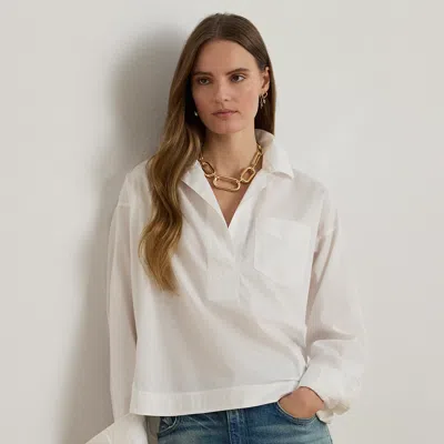 RALPH LAUREN RALPH LAUREN COTTON BROADCLOTH CROPPED SHIRT