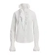 Ralph Lauren Dolley Cotton Broadcloth Shirt With Ruffles In White