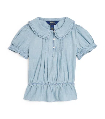 Ralph Lauren Kids' Cotton Button-up Blouse In Blue